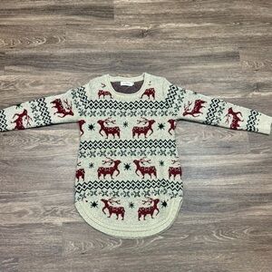 Shineflow Fair Isle Reindeer Knit Sweater Tunic Size S
